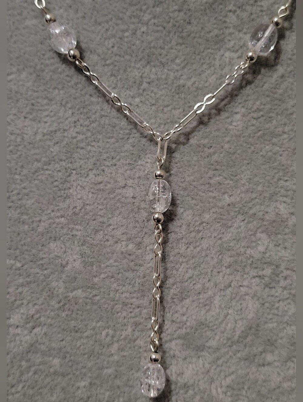 Elegant Sterling Silver Clear Quartz Y-Necklace - Picture 4 of 7